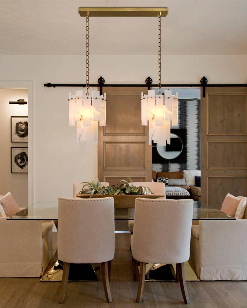 7-light 2-tier Alabaster marble Round Chandelier 13" with adjustable chain 150cm-Luxury Modern Chandelier-casivra-casivra