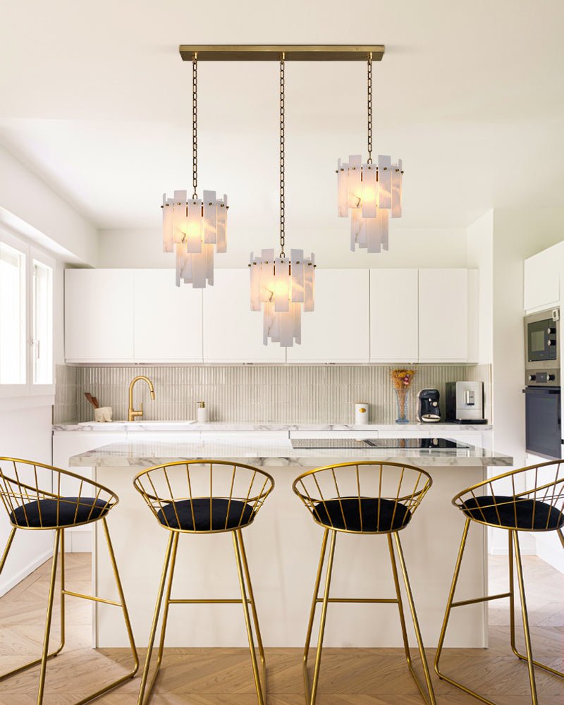 7-light 2-tier Alabaster marble Round Chandelier 13" with adjustable chain 150cm-Luxury Modern Chandelier-casivra-casivra