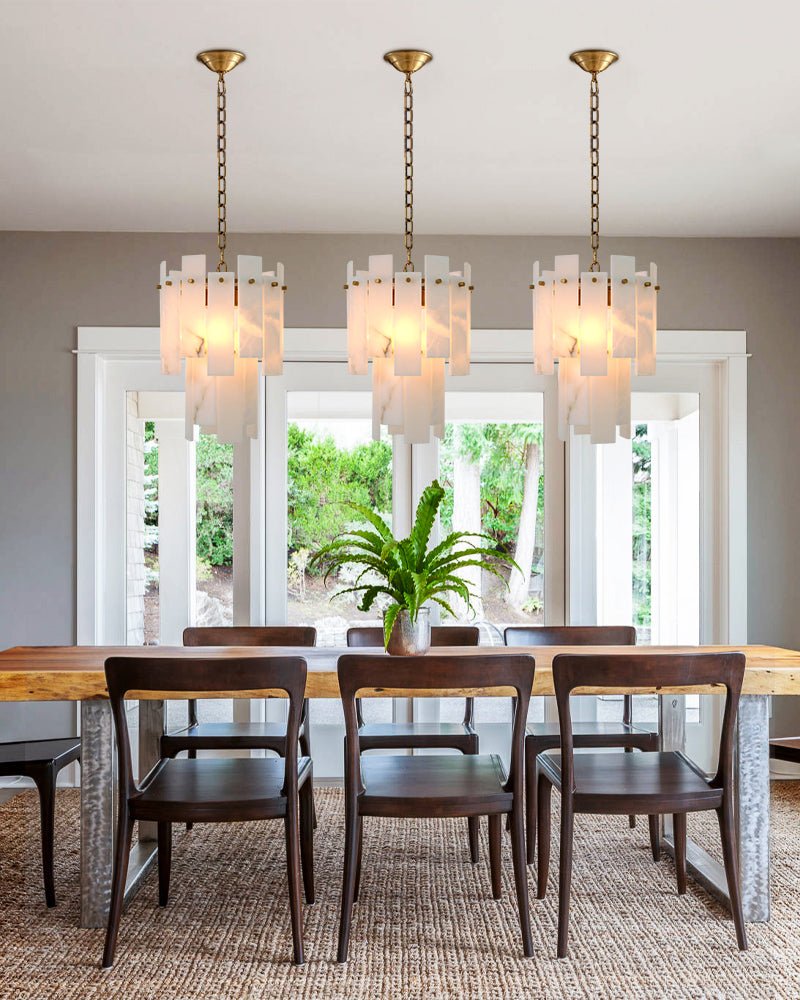 7-light 2-tier Alabaster marble Round Chandelier 13" with adjustable chain 150cm-Luxury Modern Chandelier-casivra-casivra