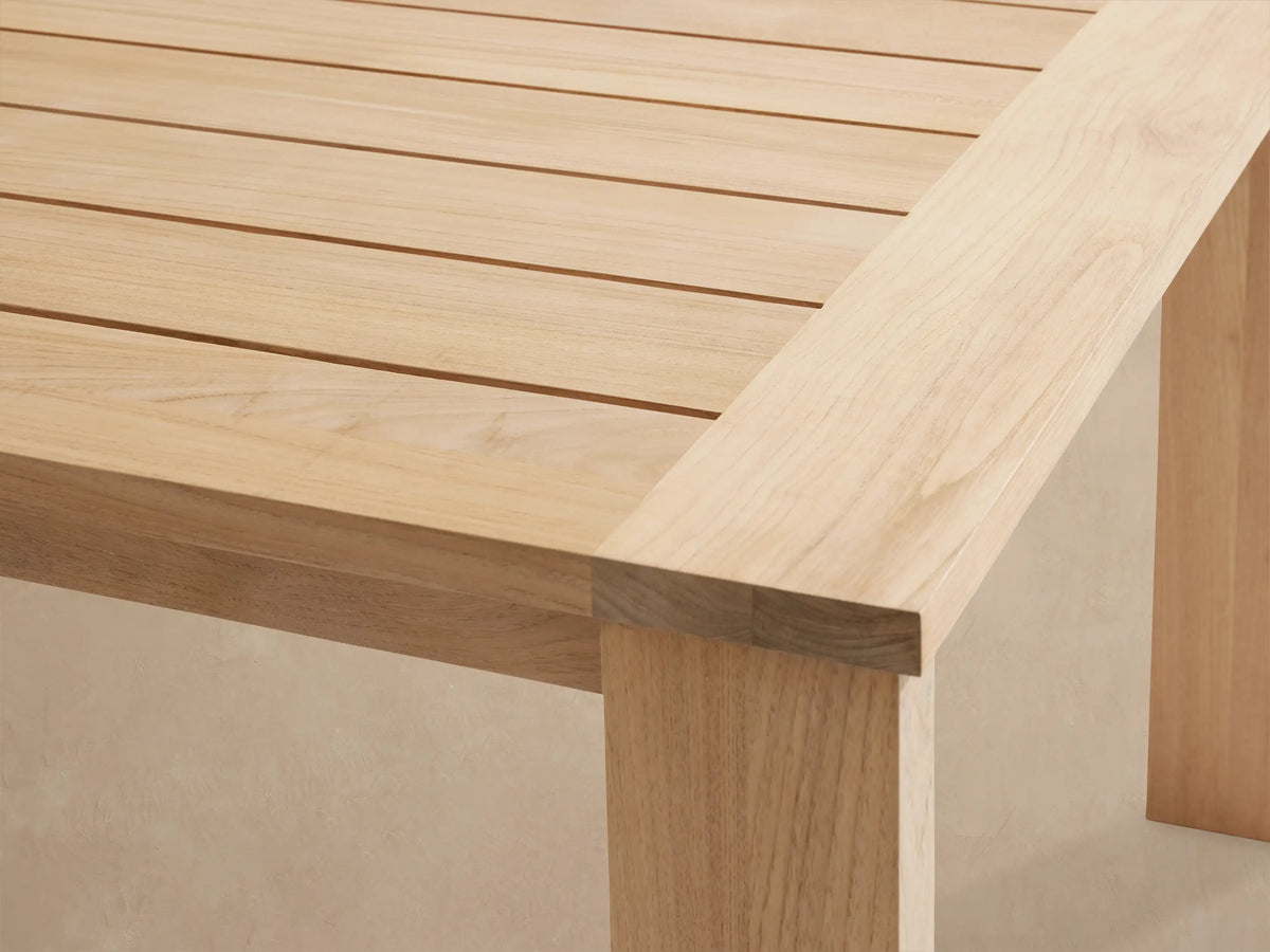Bal Harbour Modern Slatted Teak Outdoor Extension Dining Table in Natural