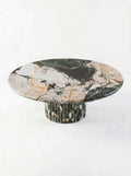 Les Quatre Saisons Natural Marble Round Coffee Table with Organic Petal Pedestal Base | Luxury Stone Furniture