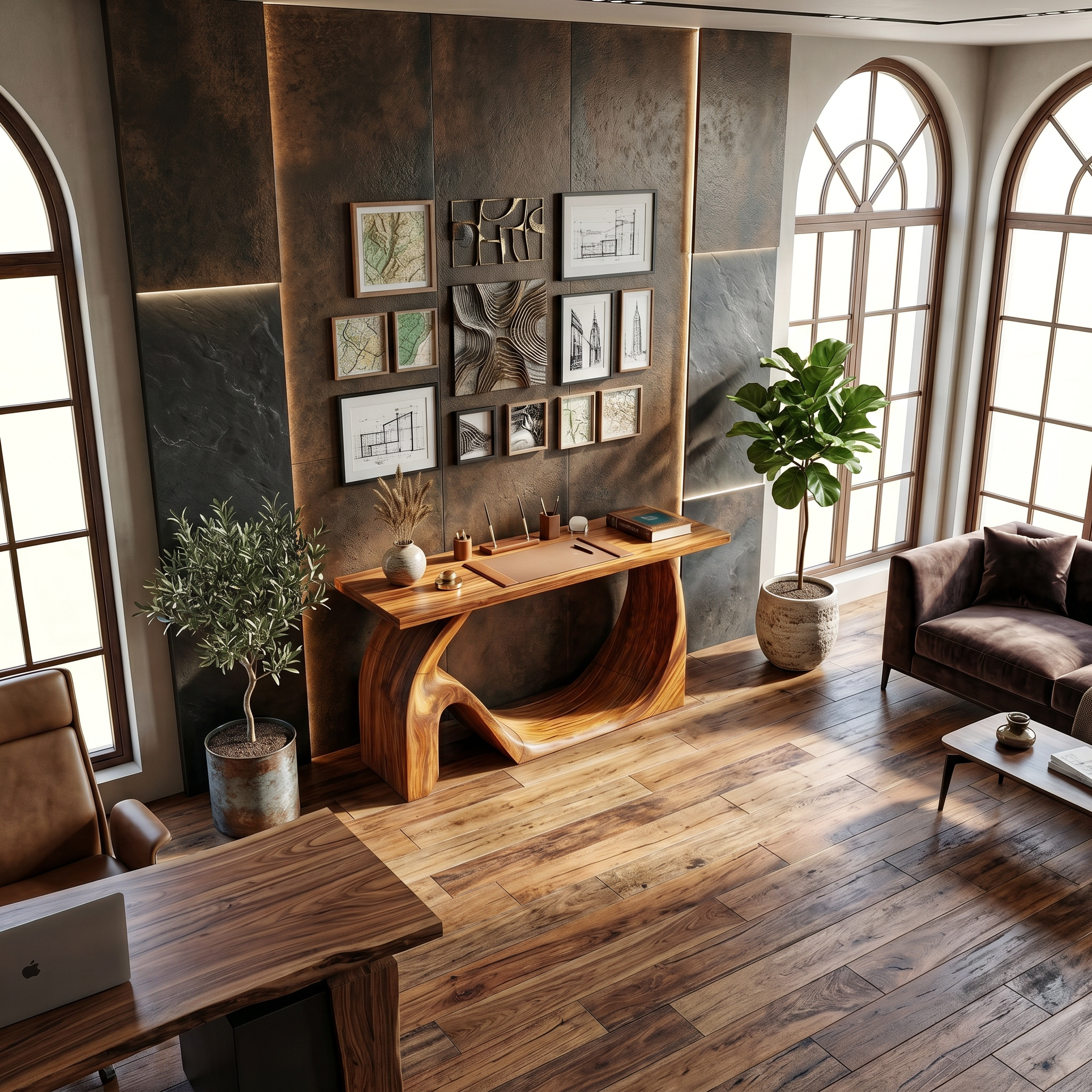 Modern Live Edge Console Table Artistic Solid Wood For Entryway Decor