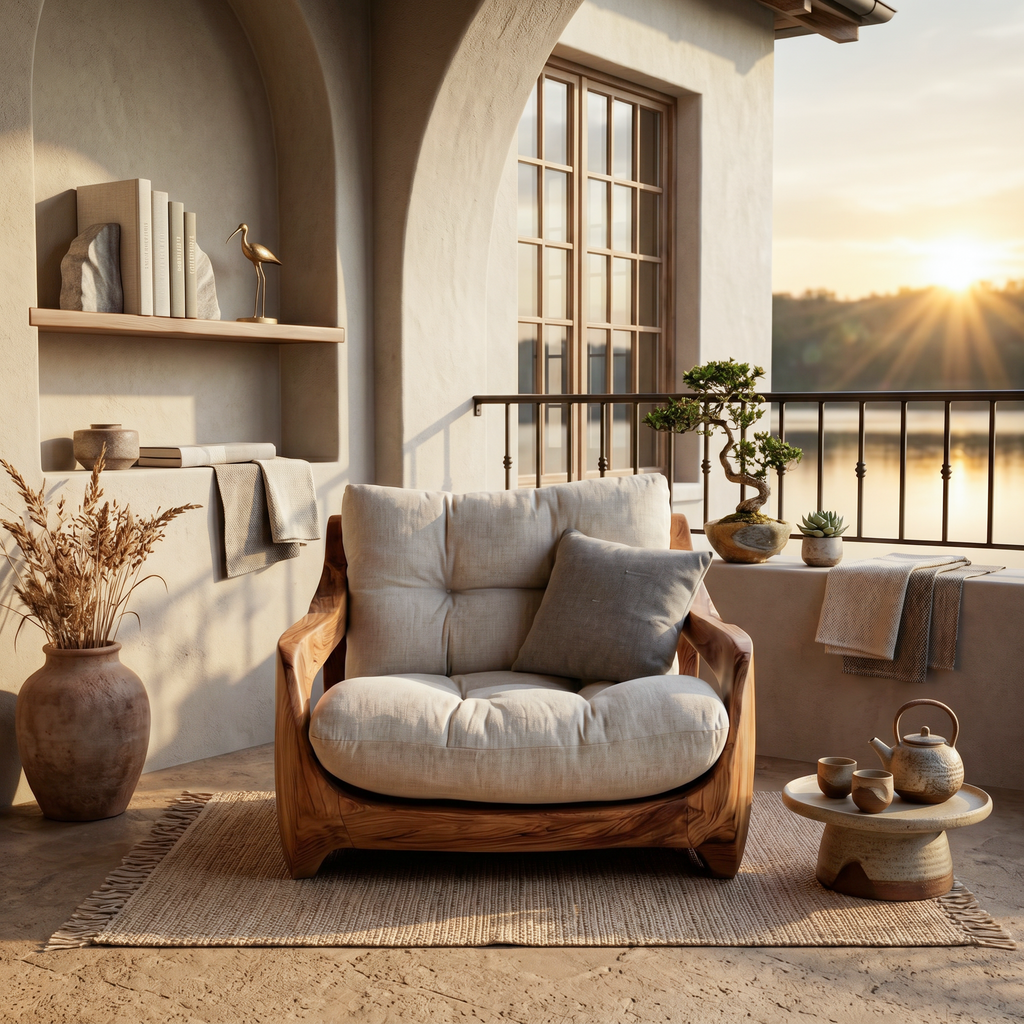 Modern Organic Lounge Seating With Carved Form For Living Room