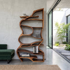 Handcrafted Sculpted Bookshelf With Organic Design For Living Room Or Office