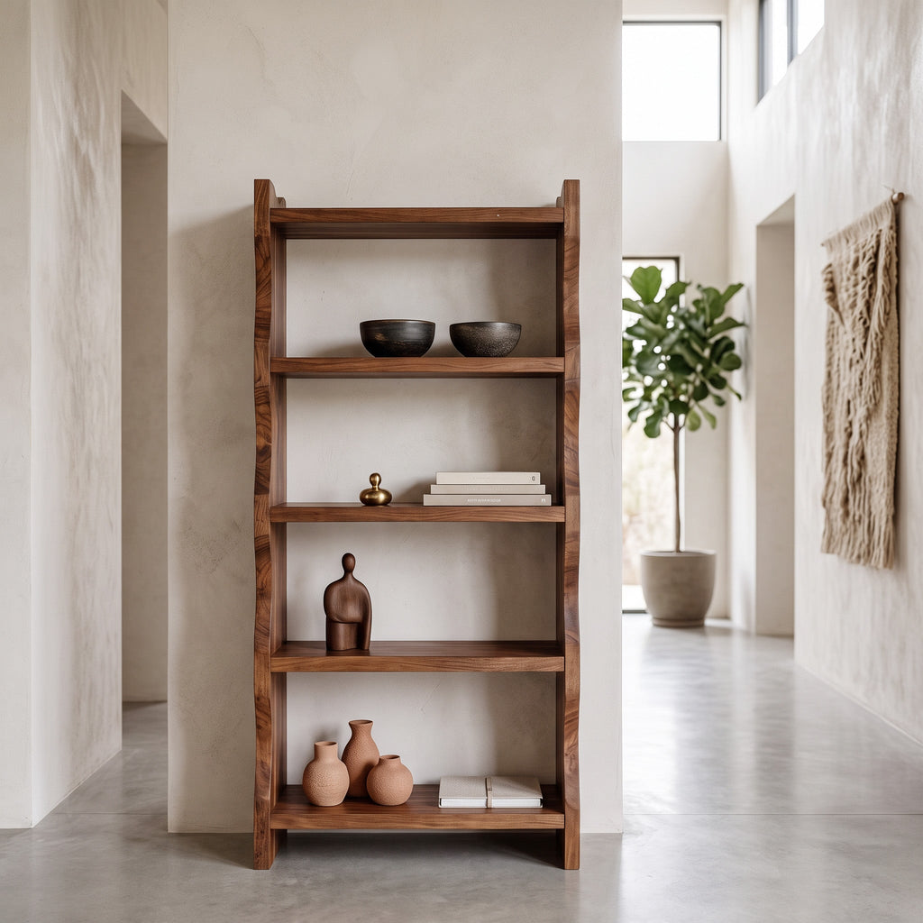 Modern Vertical Bookshelf With Natural Grain Design For Living