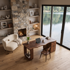Contemporary Wooden Desk With Shelves And Drawers For Home Office