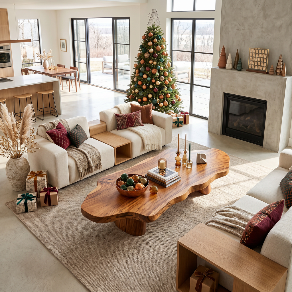 Mid Century Rustic Live Edge Coffee Table For Holiday Furniture