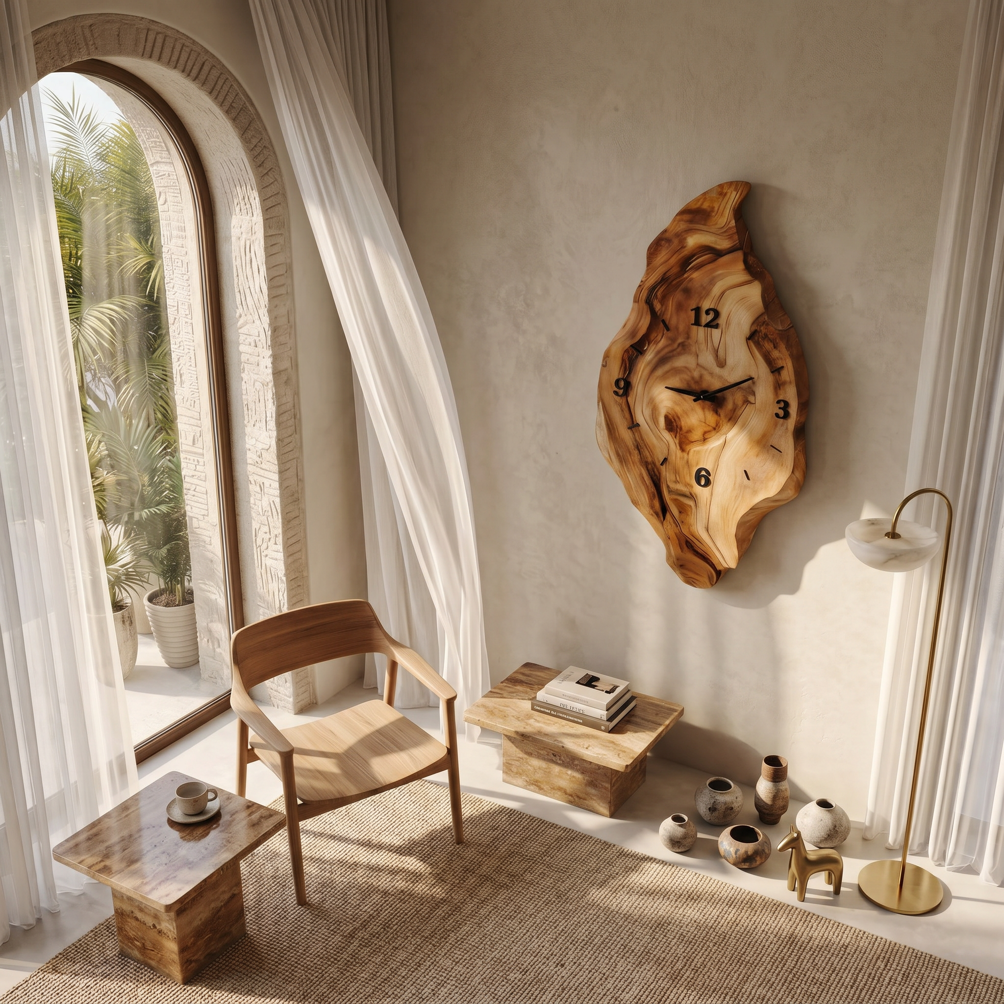 Rustic Wall Clock With Live Edge Design For Bedroom