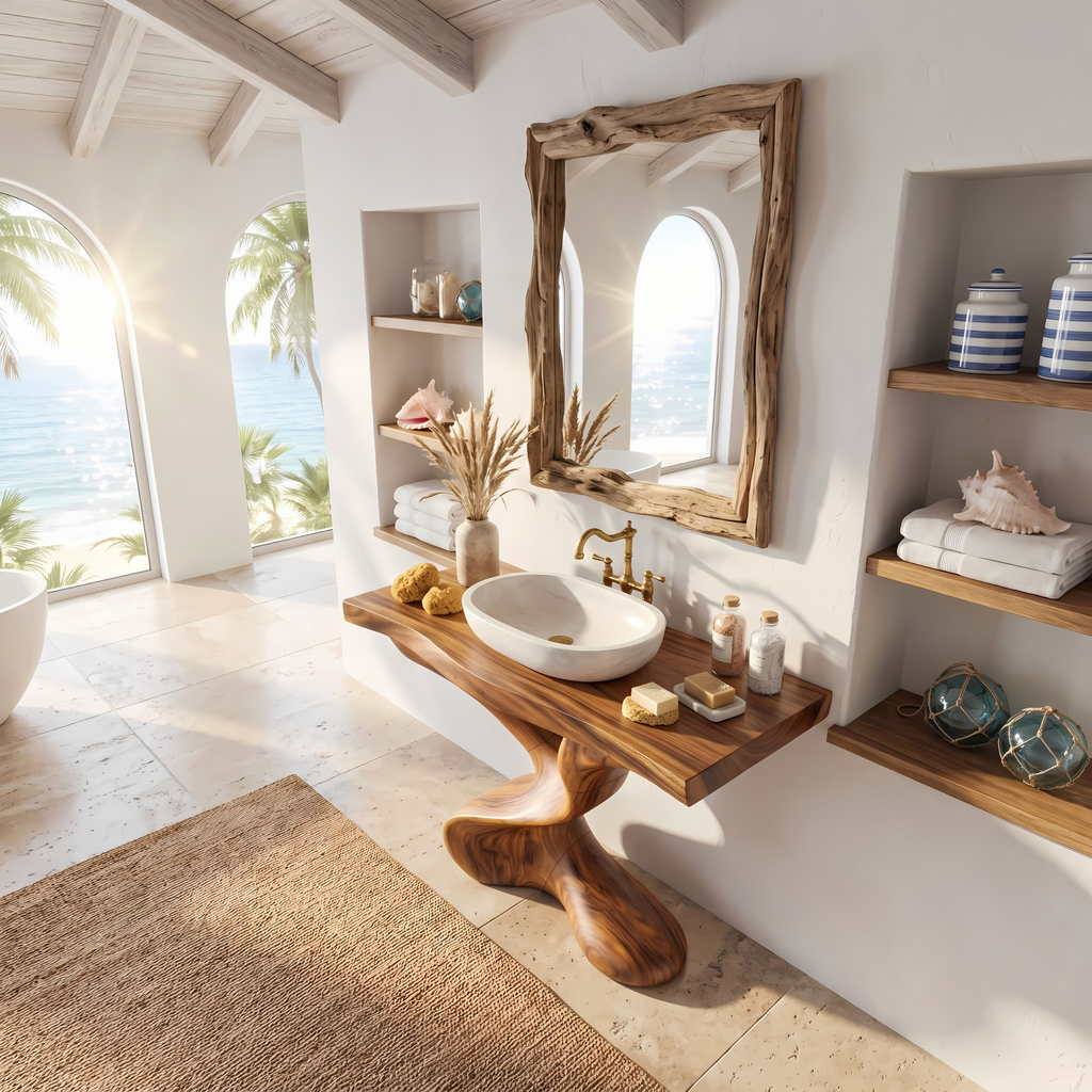 Farmhouse Solid Wood Vanity For Natural Bathroom