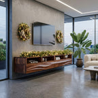 Floating Wave-Pattern TV Console For Holiday Decor