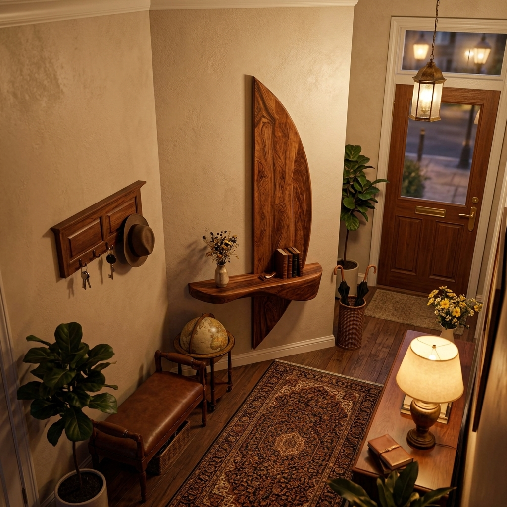 Contemporary Floating Shelf Sculptural For Entryway