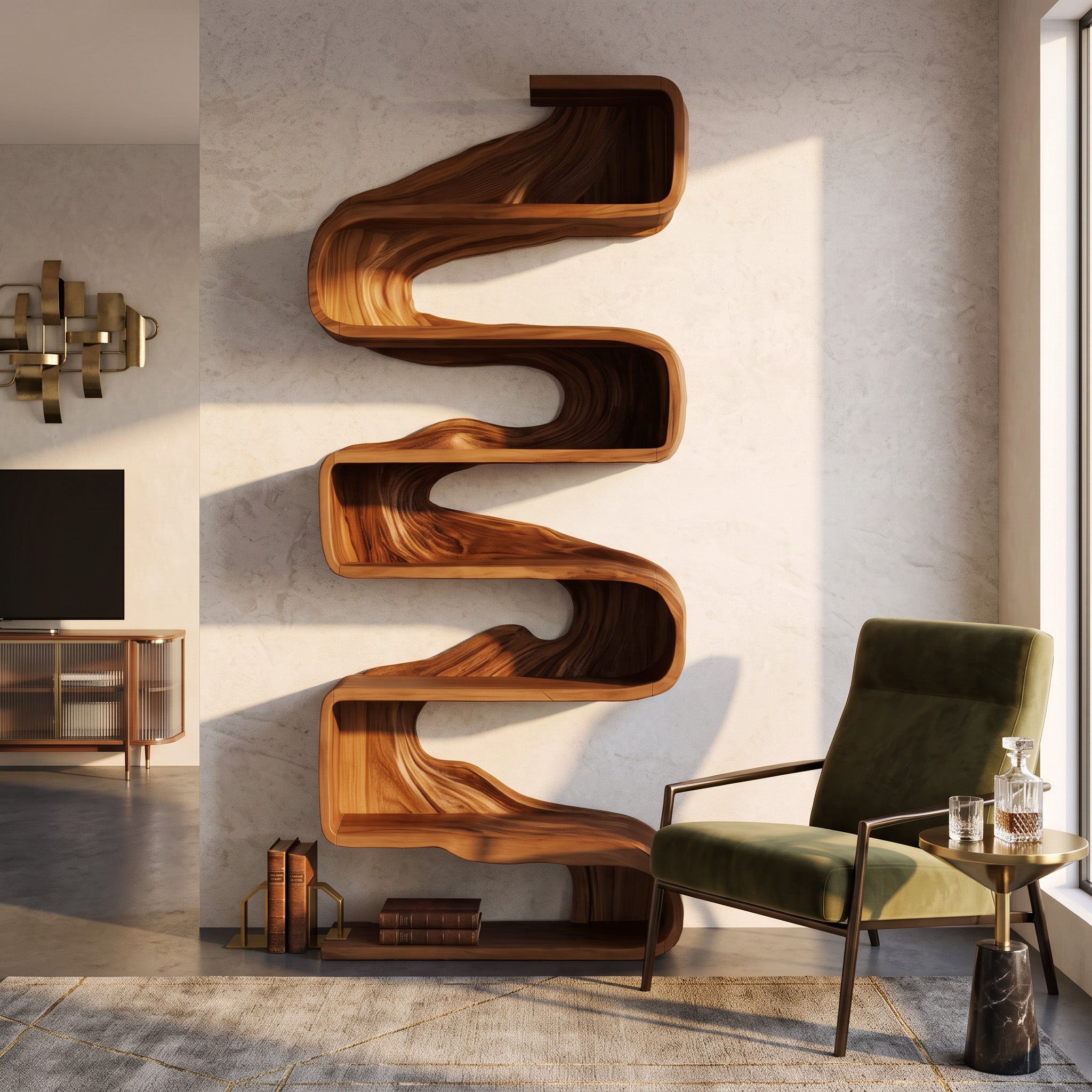Artistic Sculptural Bookshelf For Living Room