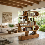 Modern Sculptural Bookshelf With Curved Design For Living Room Or Office
