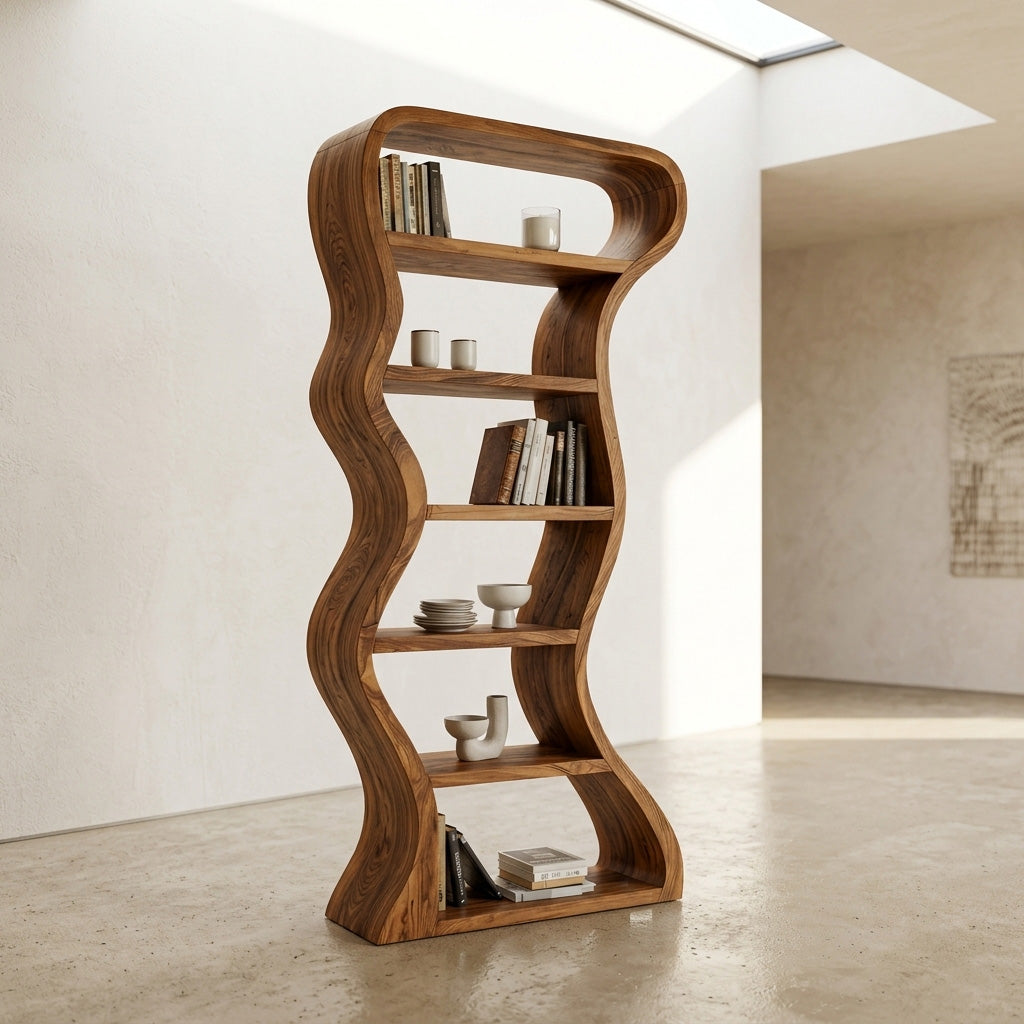 Organic Sculpture Wavy Bookshelf For Living Room Or Office Furniture