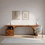 Organic Live Edge Wood Desk With Storage Drawers For Workspace