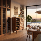 Sculptural Wine Cabinet With Wave Carved Doors For Kitchen
