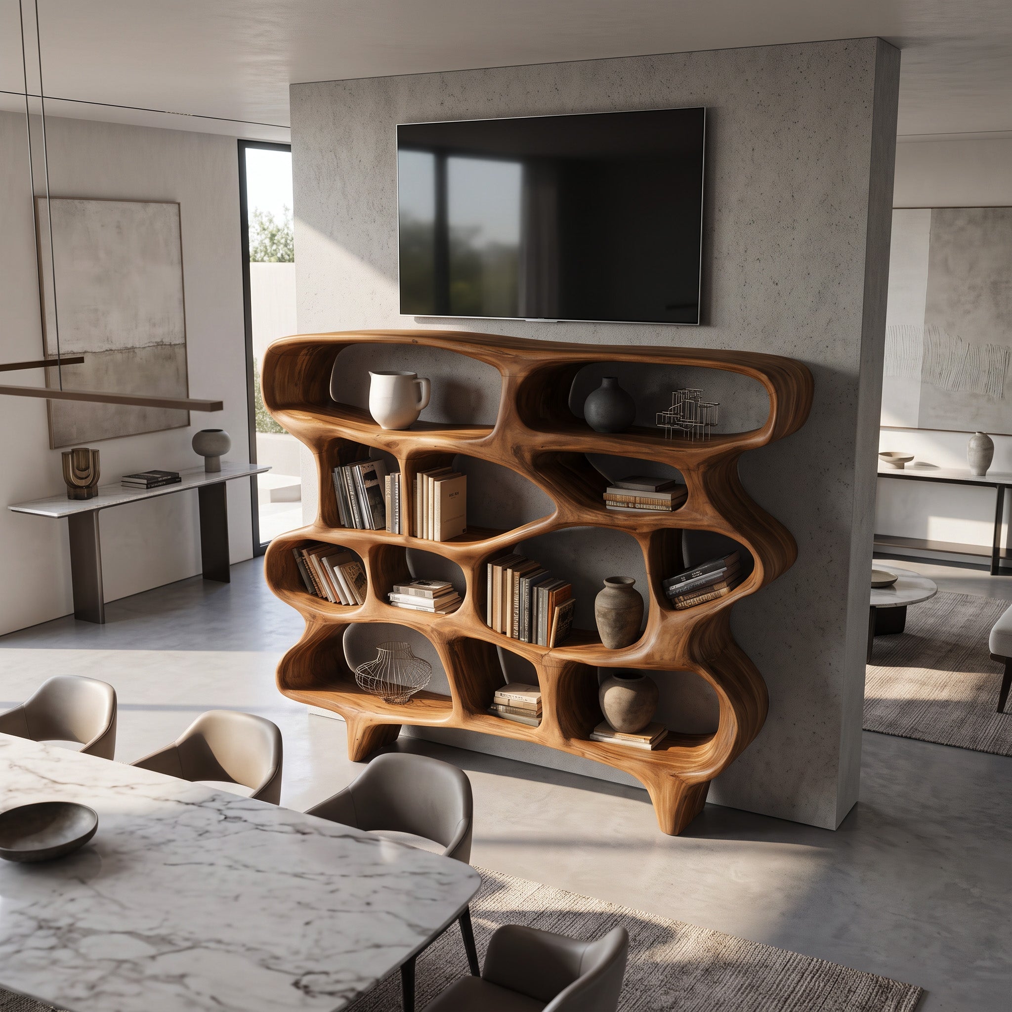 Organic Sculptural Bookshelf For Living Room Or Office Decor