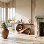 Modern Solid Wood Console Table Organic Live Edge For Entryway Design