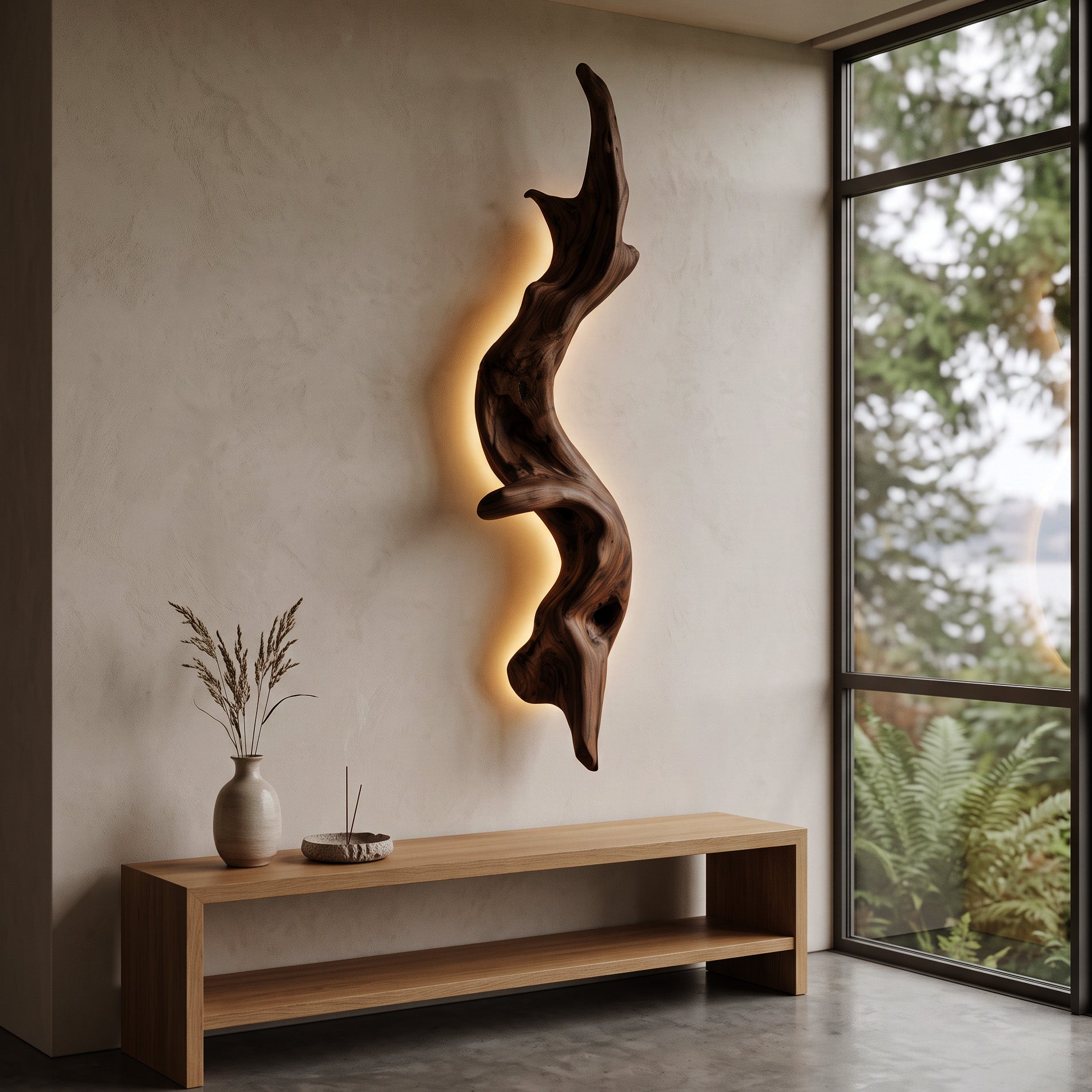 Rustic Organic Wall Lamp Sculpture For Living Room