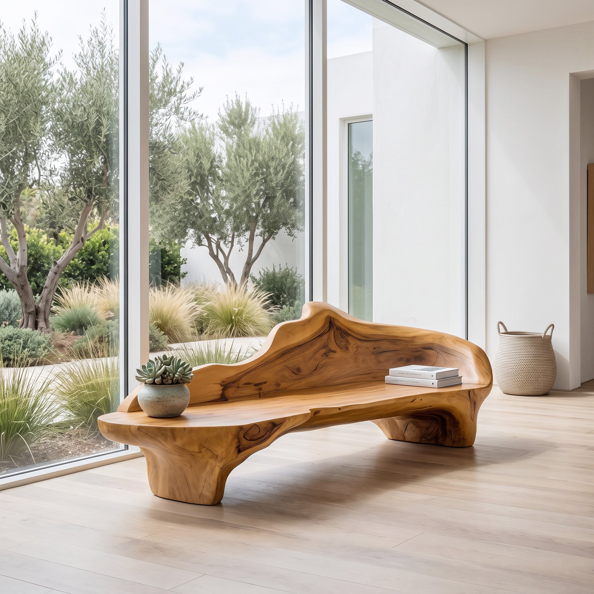 Sculptural Bench With Organic Design For Living Room