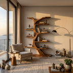 Modern Bookshelf Tree Inspired Curved Design For Living Room