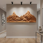 Rustic Mountain Wall Art Sculpture Hand Carved For Bedroom And Living Room