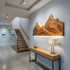 Rustic Mountain Wall Art Triptych Carving For Bedroom And Living Room