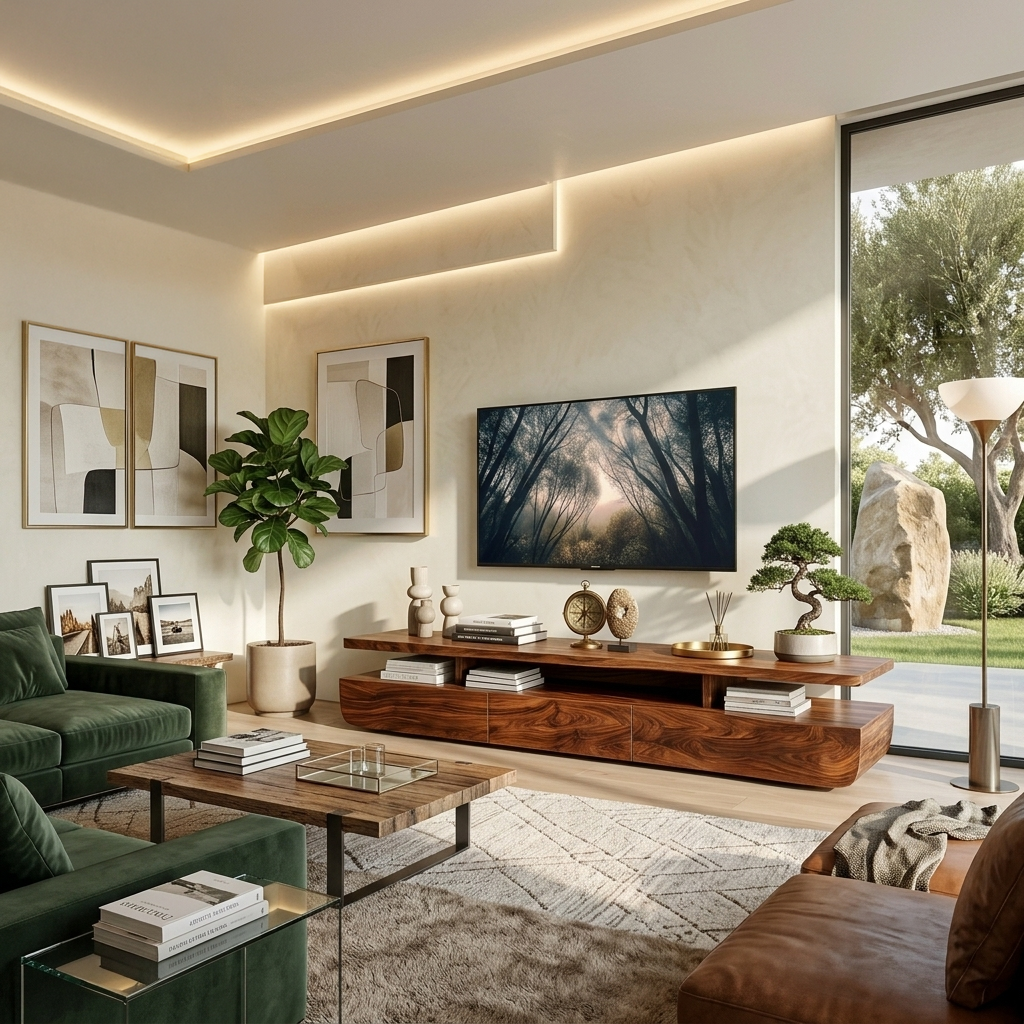 Contemporary TV Cabinet Functional Storage Drawers For Home