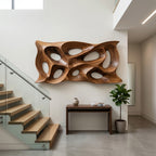 Modern Sculptural Wall Art With Abstract Carved Panel For Lounge