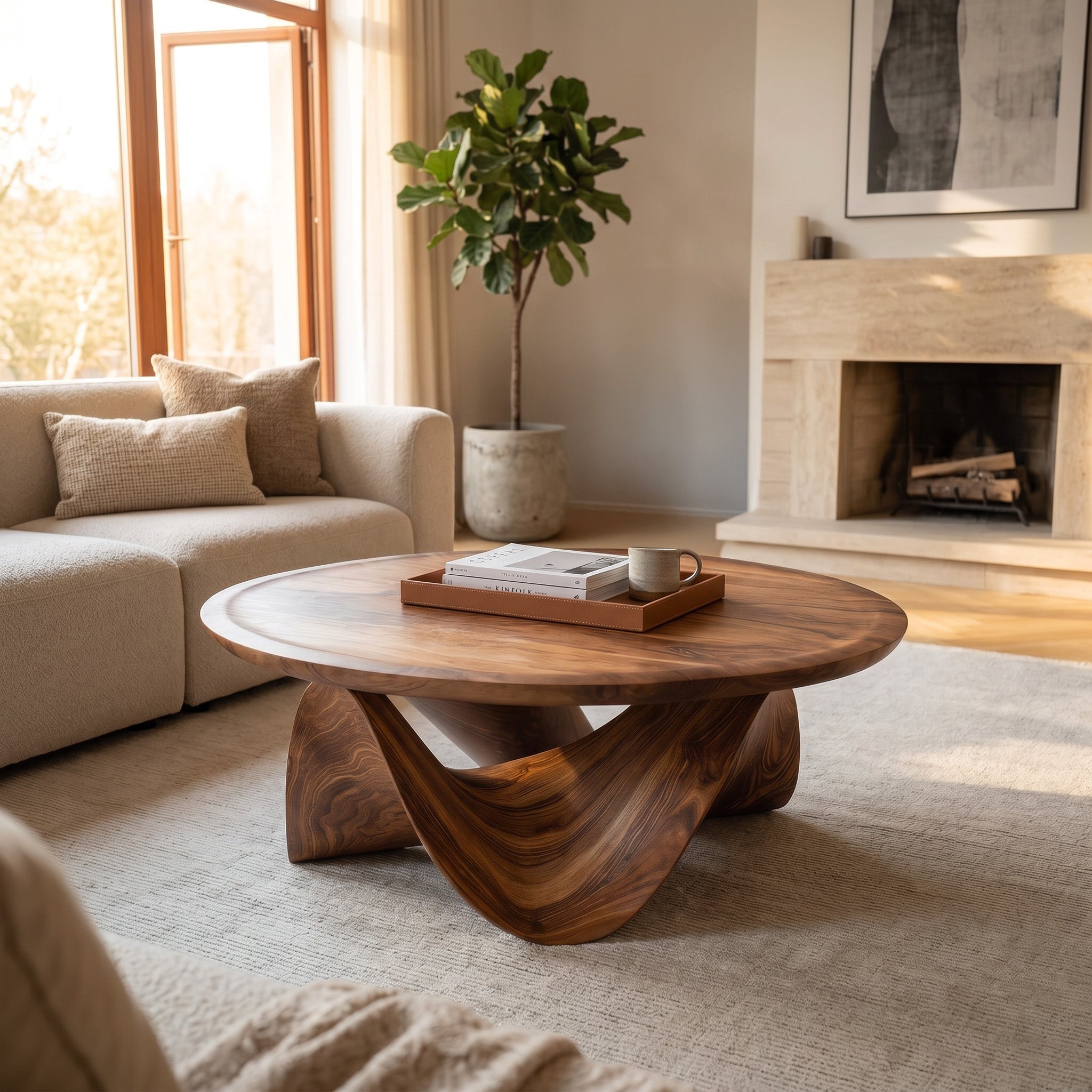 Sculptural Round Coffee Table For Holiday Decor