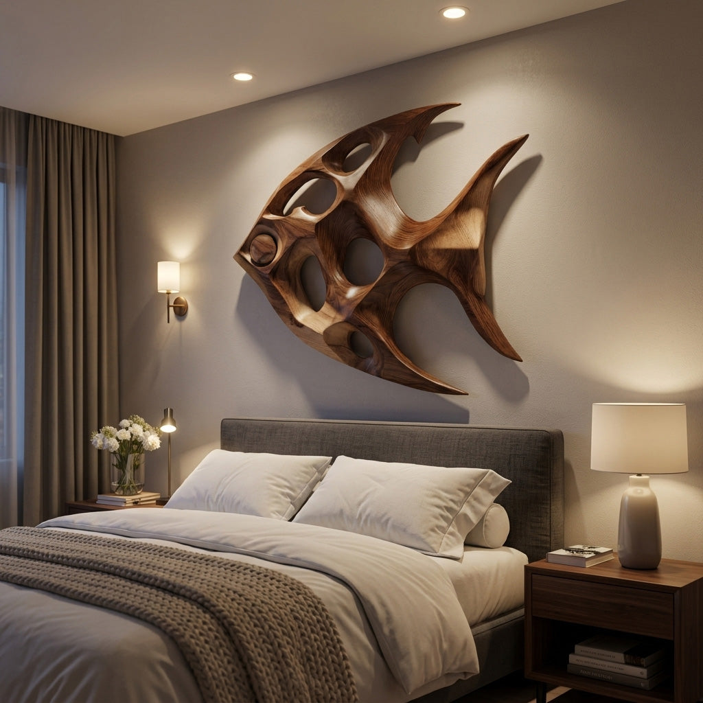 Artistic Sculptural Wall Art Fish-Inspired For Living Room
