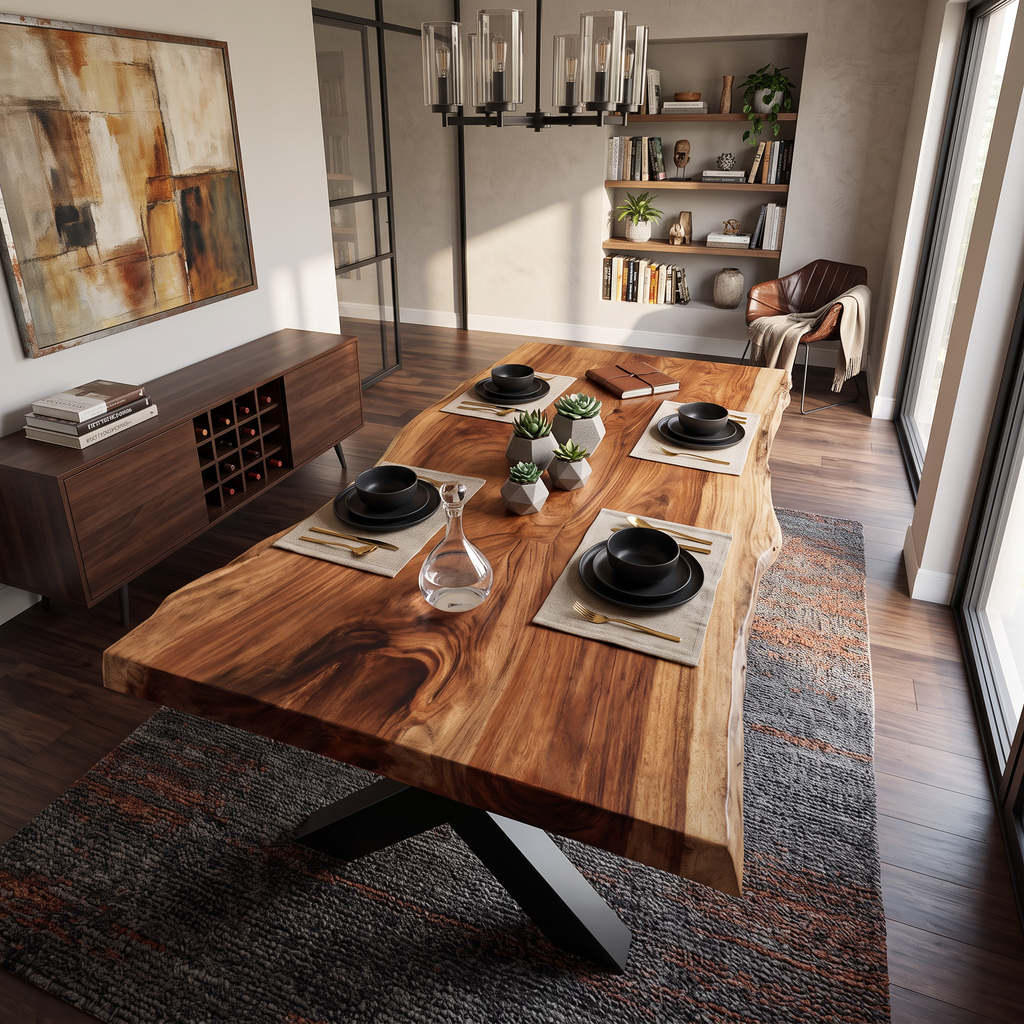 Kitchen Decor Handcrafted Live Edge Dining Table Premium