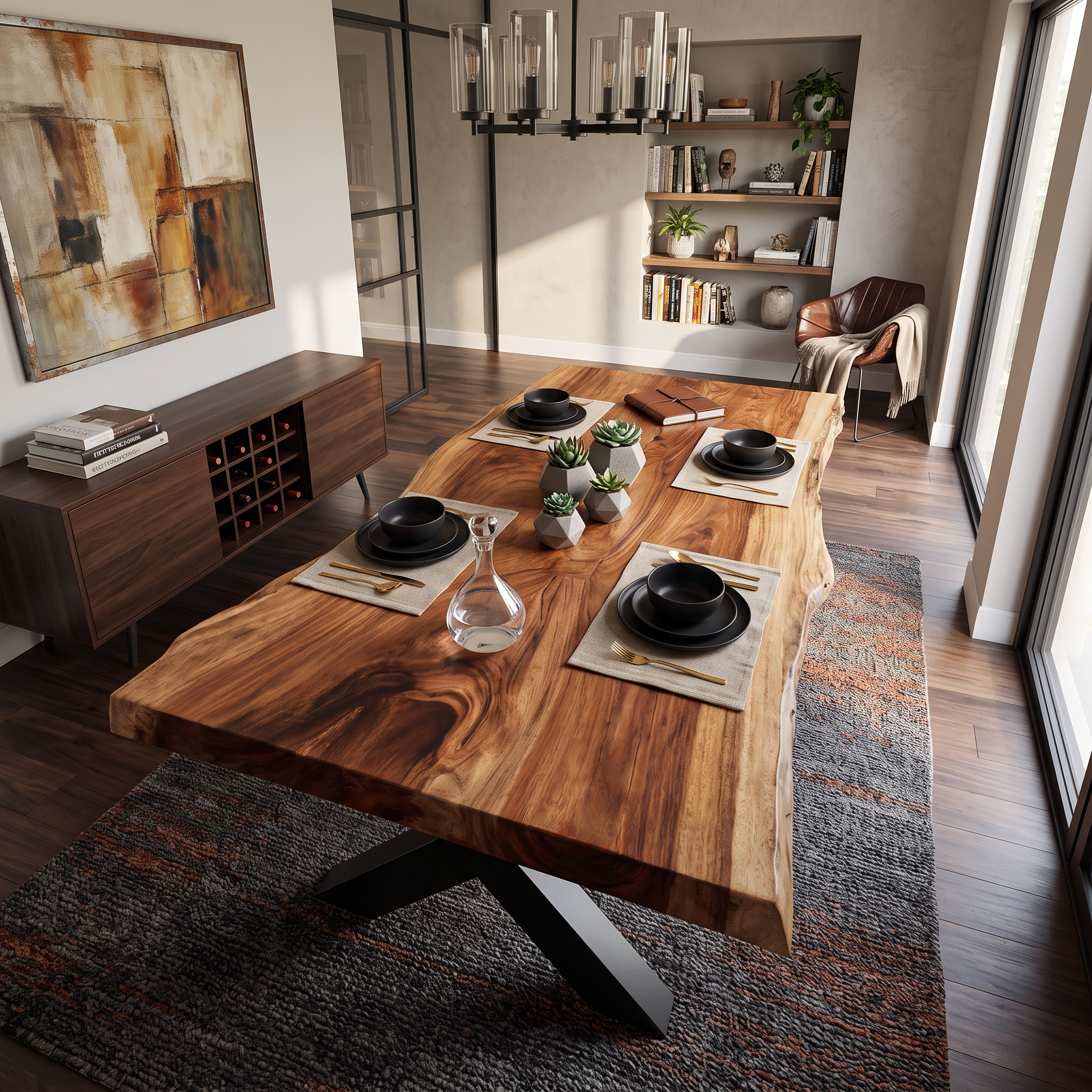 Kitchen Decor Handcrafted Live Edge Dining Table Premium