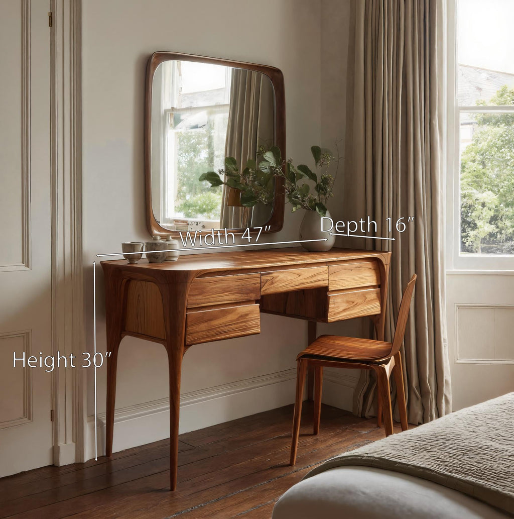 Modern Wooden Vanity Table With Drawers For Bedroom
