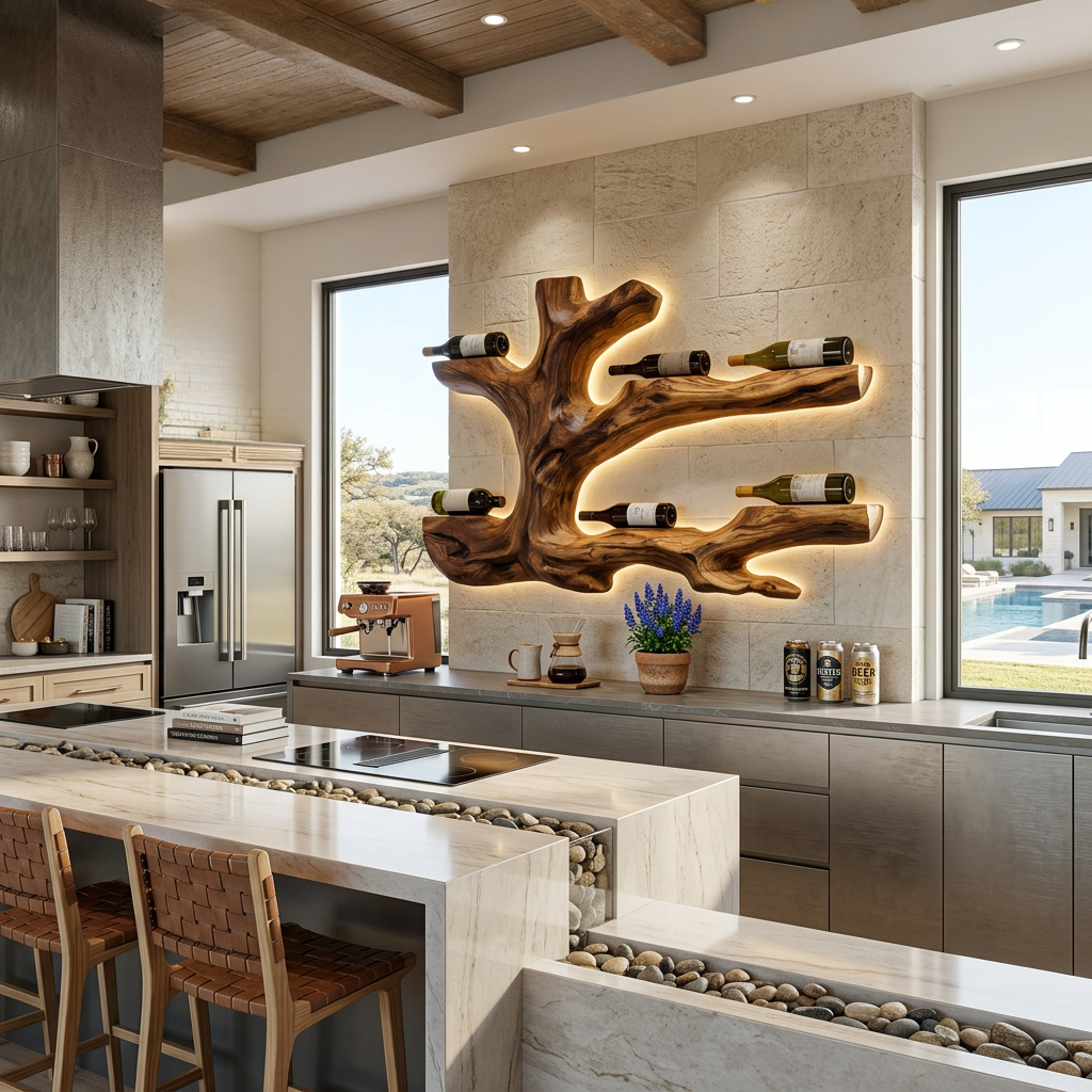 Rustic Live Edge Wine Bottle Holder Wall Hanging For Home Interiors