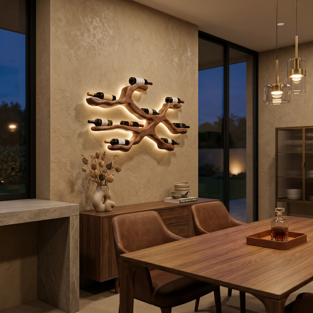 Modern Wine Bottle Holder Wall Display For Kitchen And Dining Area