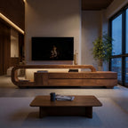 Modern Sculpted TV Console With Open Frame For Living Room