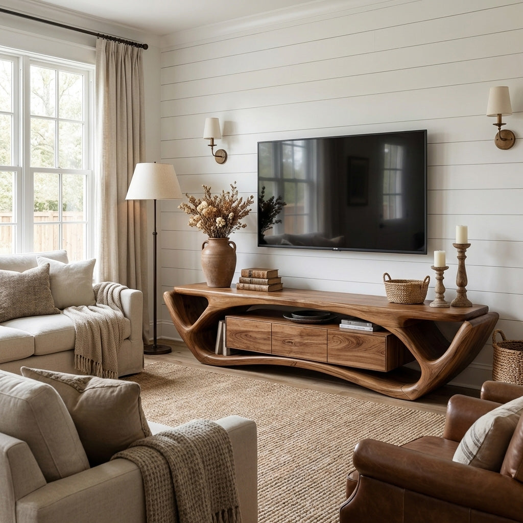 Quiet Luxury Modern Organic TV Console For Living Room