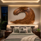 Organic Carved Wave Wall Art Above Sofa For Living Room