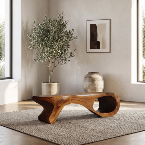Artistic Sculptural Organic Bench For Entryway Decor
