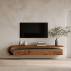 Modern Sculptural Wall Mounted TV Console For Living Room