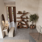 Modern Sculptural Bookshelf With S Shaped Design For Living Room