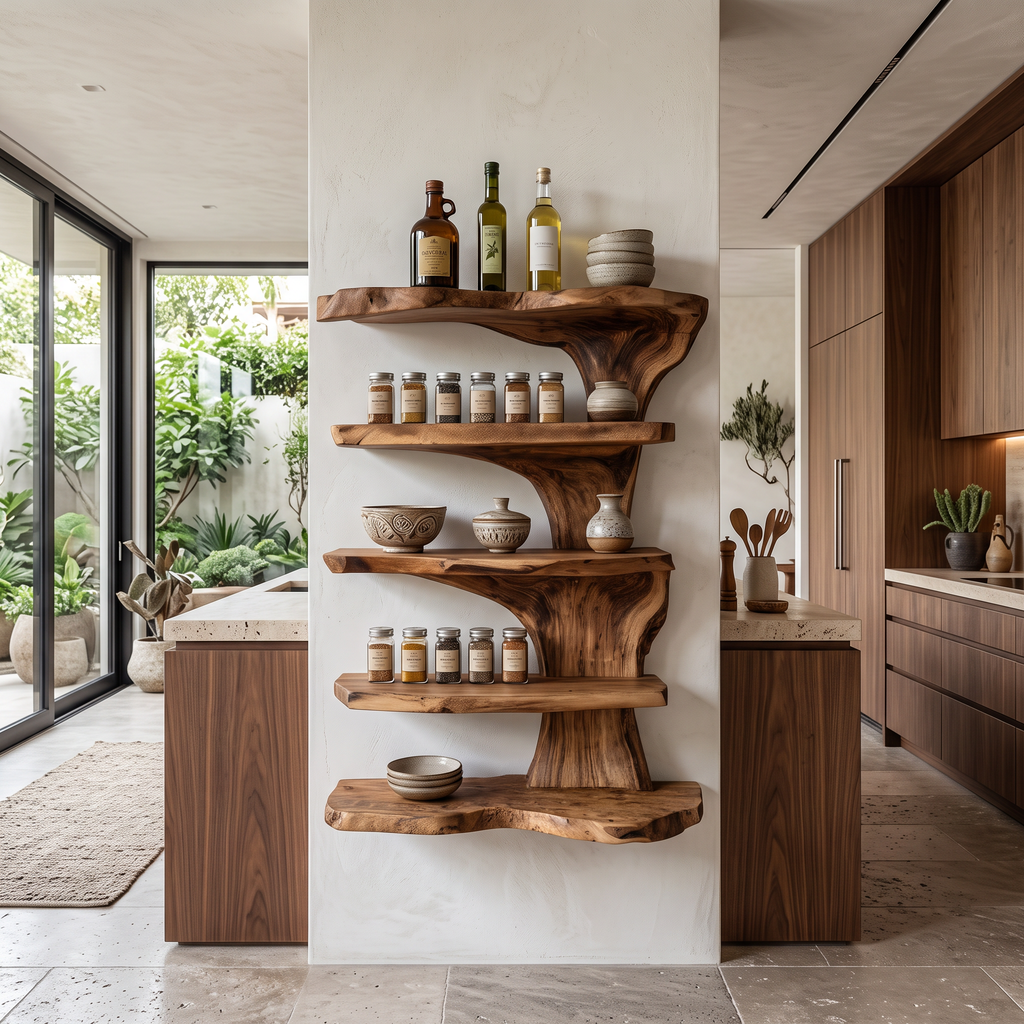 Rustic Live Edge Floating Shelf For Kitchen