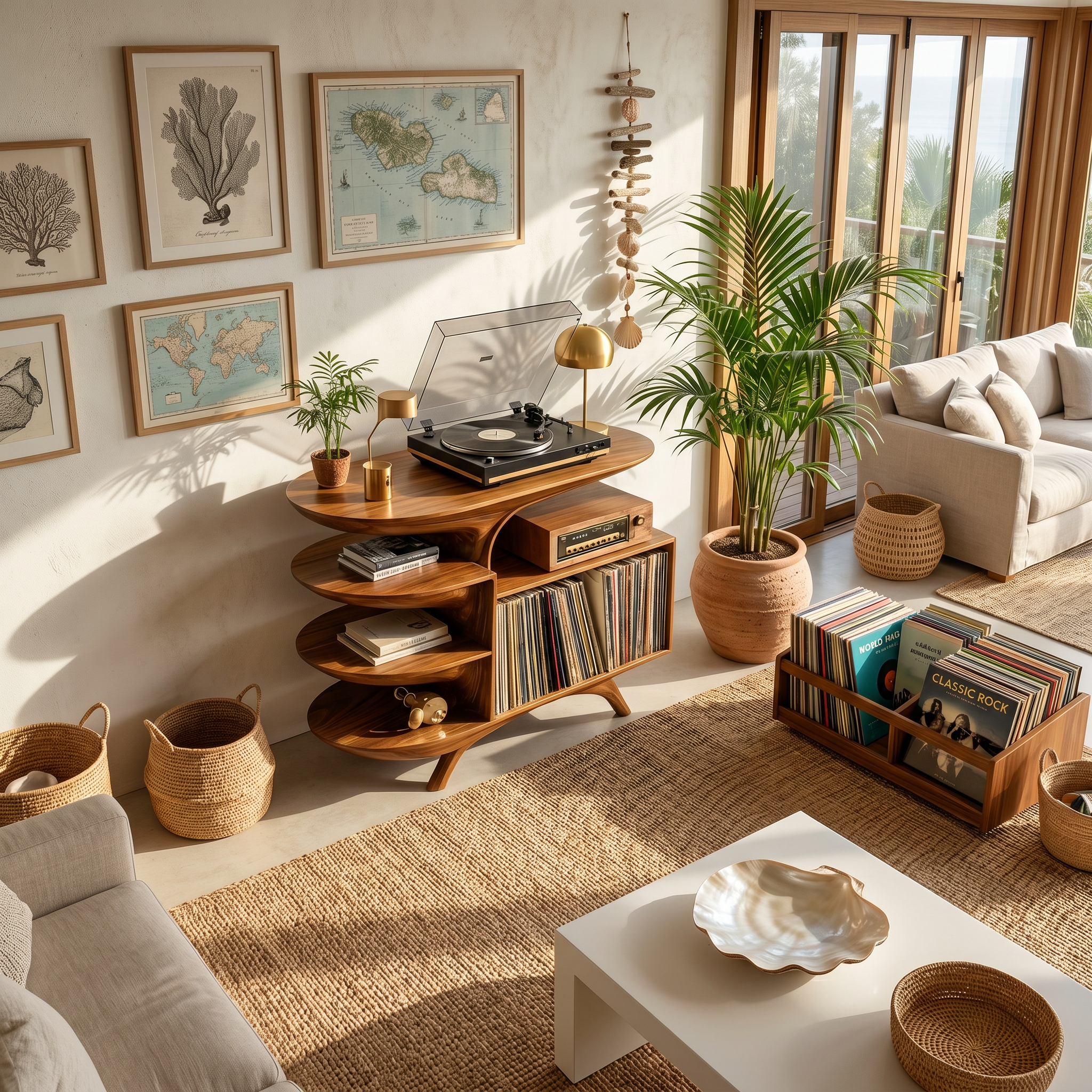 Modern Wooden Record Stand For Bedroom Interior Design Style
