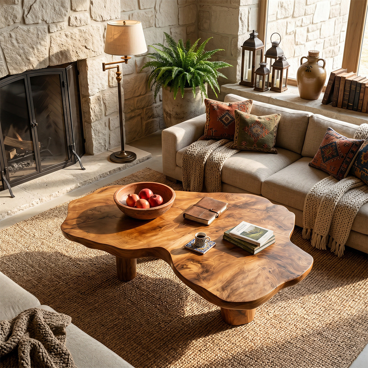 Handcrafted Wooden Live Edge Low Table For Living Room Home Decor