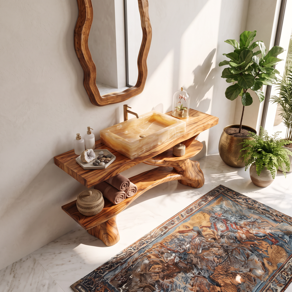 Modern Live Edge Tree Trunk Vanity For Contemporary Bathroom Furniture