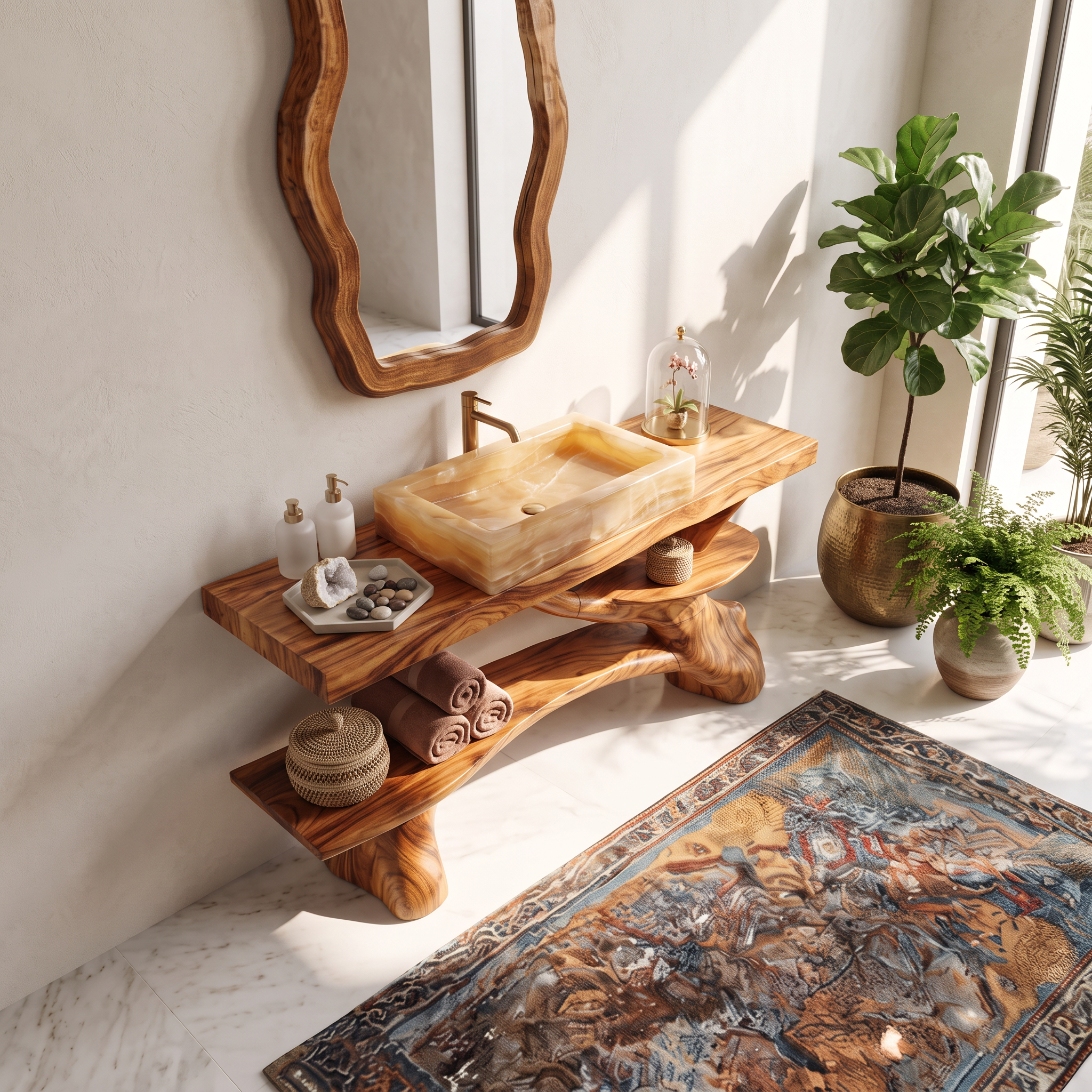 Modern Live Edge Tree Trunk Vanity For Contemporary Bathroom Furniture