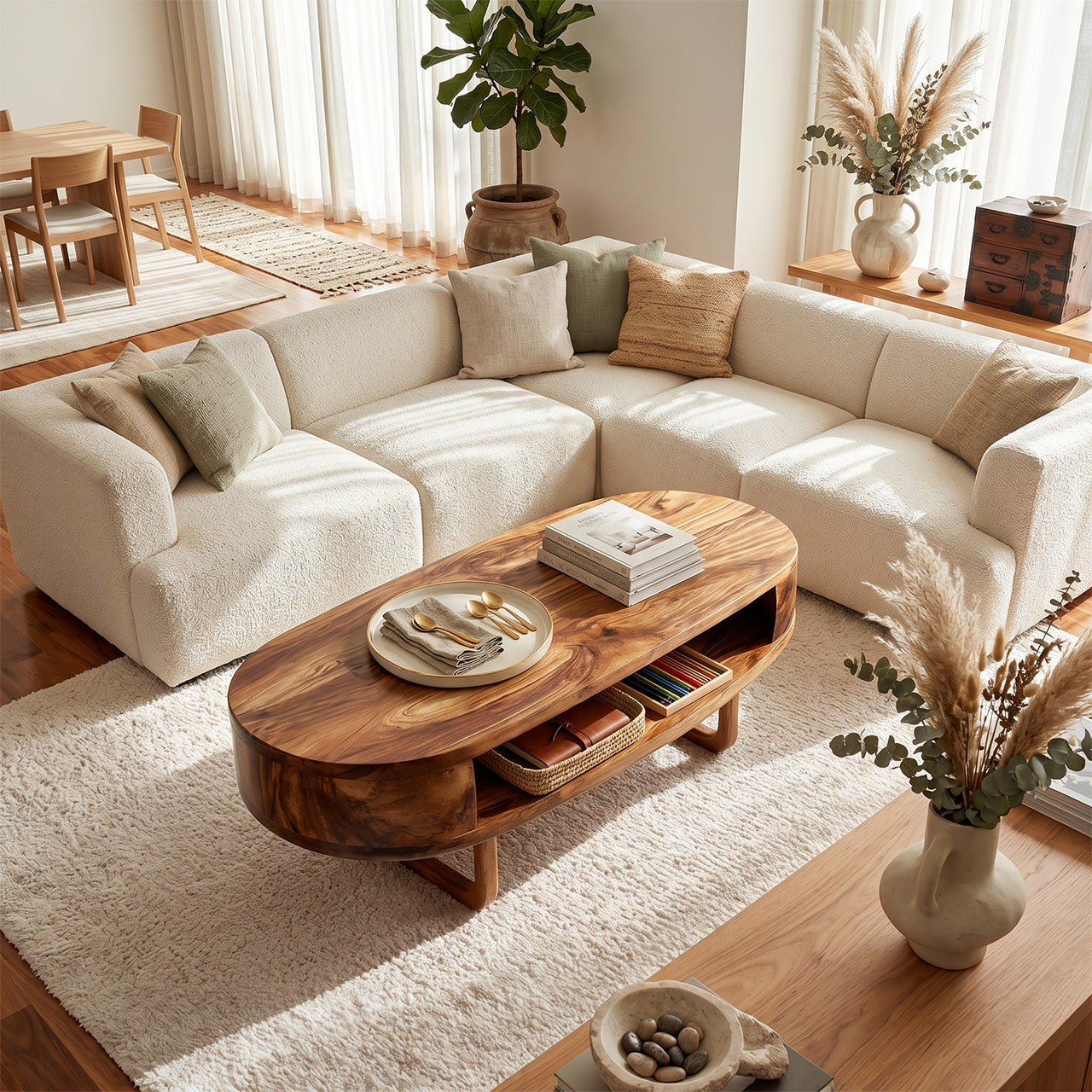 Mid Century Wooden Live Edge Coffee Table For Living Room Furniture Decor