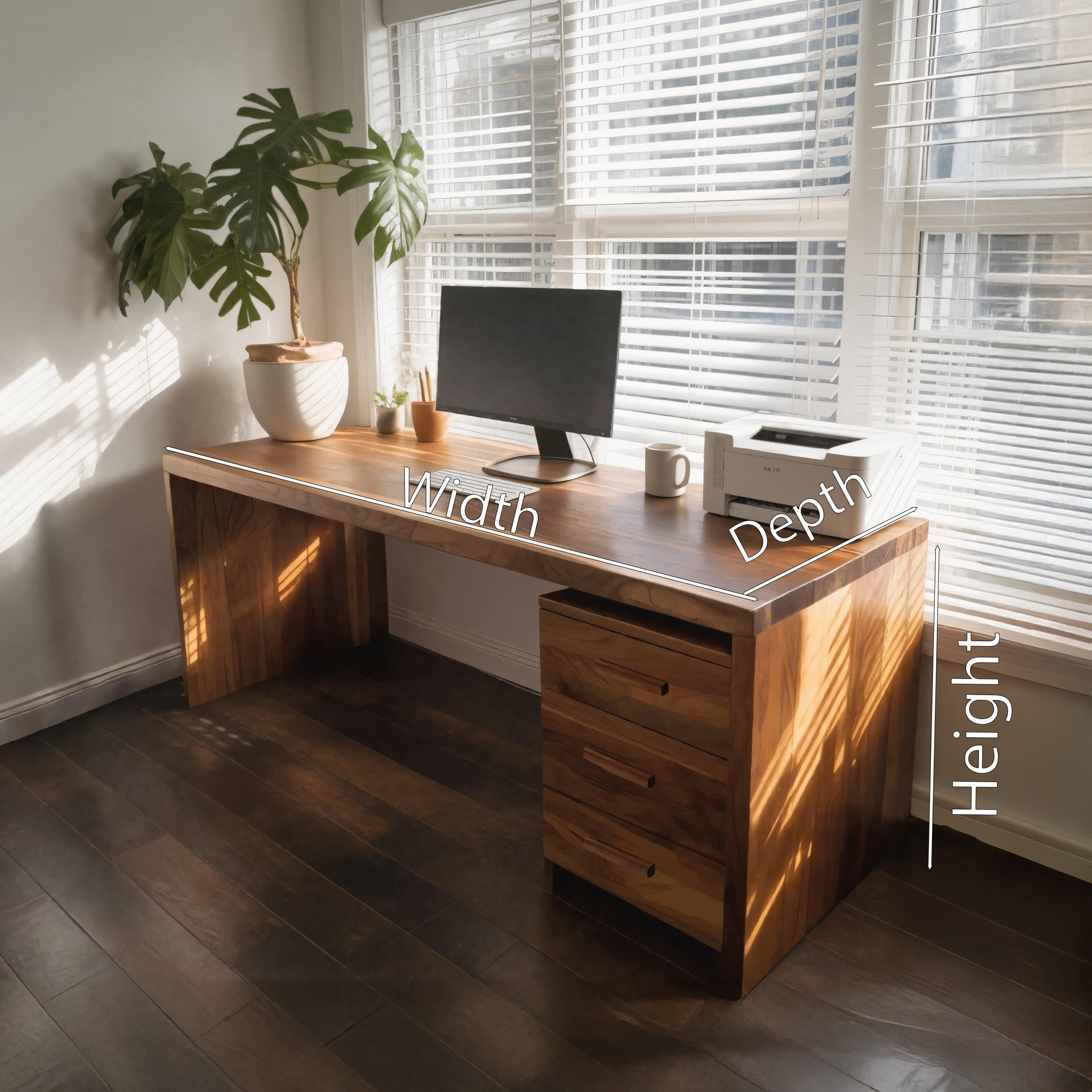 Modern Office Desk With Drawers For Home Office