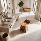 Farmhouse Shower Stool For Rustic Bathroom Interiors
